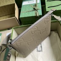 Gucci Unisex Jumbo GG Medium Messenger Bag Taupe Leather Zip Closure (3)