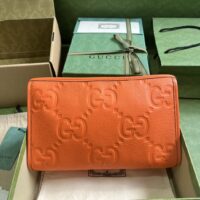 Gucci Unisex Jumbo GG Pouch Orange Jumbo GG Leather Moiré Lining (1)