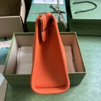 Gucci Unisex Jumbo GG Pouch Orange Jumbo GG Leather Moiré Lining (1)