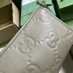 Gucci Unisex Jumbo GG Pouch Taupe Jumbo GG Leather Moiré Lining – Image 6