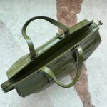 Gucci Unisex Large Tote Bag Tonal Double G Forest Green Leather Original GG Canvas - Image 4