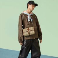 Gucci Unisex Messenger Bag Interlocking G Beige Ebony GG Supreme Canvas Leather (1)