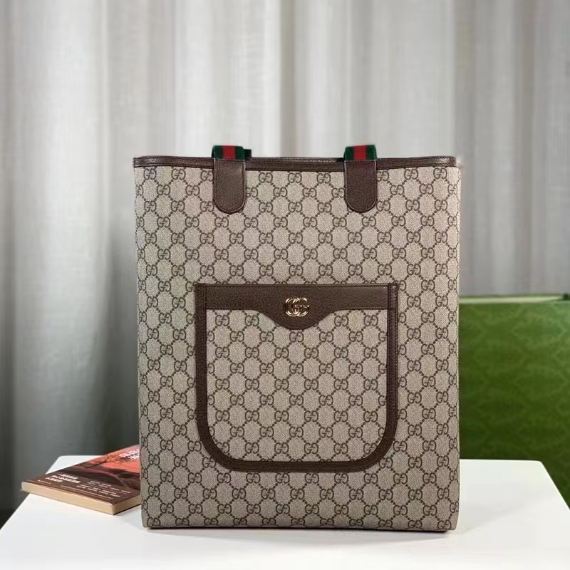 Gucci Unisex Ophidia GG small tote Bag Beige Ebony GG Supreme Canvas (10)