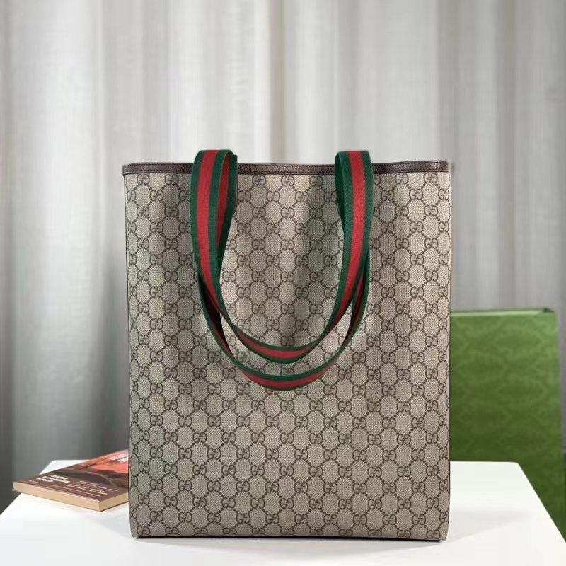 Gucci Unisex Ophidia GG small tote Bag Beige Ebony GG Supreme Canvas (6)