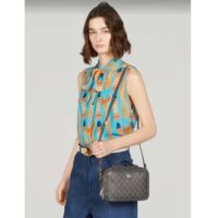 Gucci Unisex Ophidia Small Shoulder Bag Grey Black GG Supreme Canvas (2)