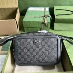 Gucci Unisex Ophidia Small Shoulder Bag Grey Black GG Supreme Canvas - immagine 2