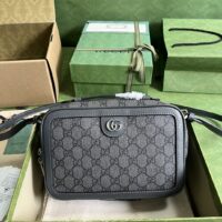 Gucci Unisex Ophidia Small Shoulder Bag Grey Black GG Supreme Canvas (2)