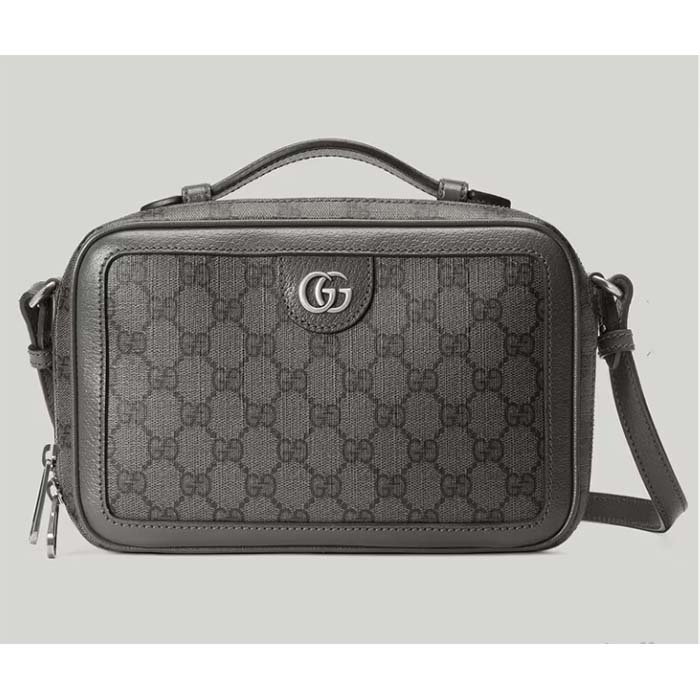 Gucci Unisex Ophidia Small Shoulder Bag Grey Black GG Supreme Canvas