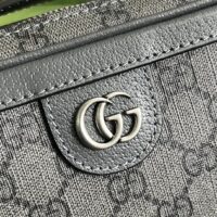 Gucci Unisex Ophidia Small Shoulder Bag Grey Black GG Supreme Canvas (2)
