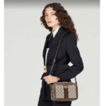 Gucci Unisex Ophidia Small Shoulder Bag Web Beige Ebony GG Supreme Canvas - Image 11
