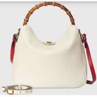 Gucci Women Diana Medium Shoulder Bag White Leather Double G (9)