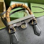 Gucci Women Diana Medium Tote Bag Double G Black Leather Bamboo Handles – Image 9