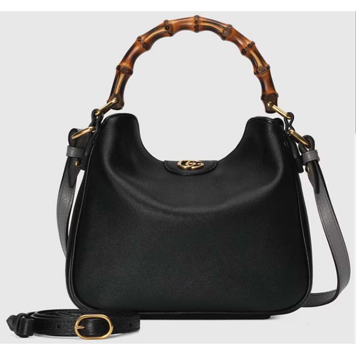 Gucci Women Diana Small Shoulder Bag Black Leather Double G