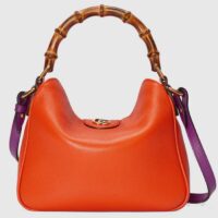 Gucci Women Diana Small Shoulder Bag Orange Leather Double G (3)