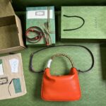 Gucci Women Diana Small Shoulder Bag Orange Leather Double G - Imagen 8