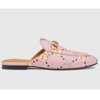 Gucci Women GG Animal Princetown Slipper Light Pink Leather Horsebit Flat (3)