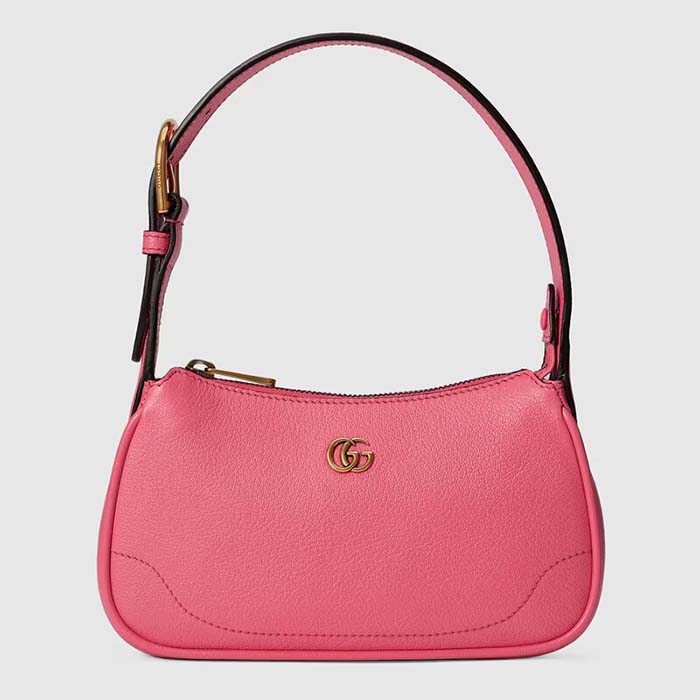 Gucci Women GG Aphrodite Mini Shoulder Bag Double G Pink Soft Leather