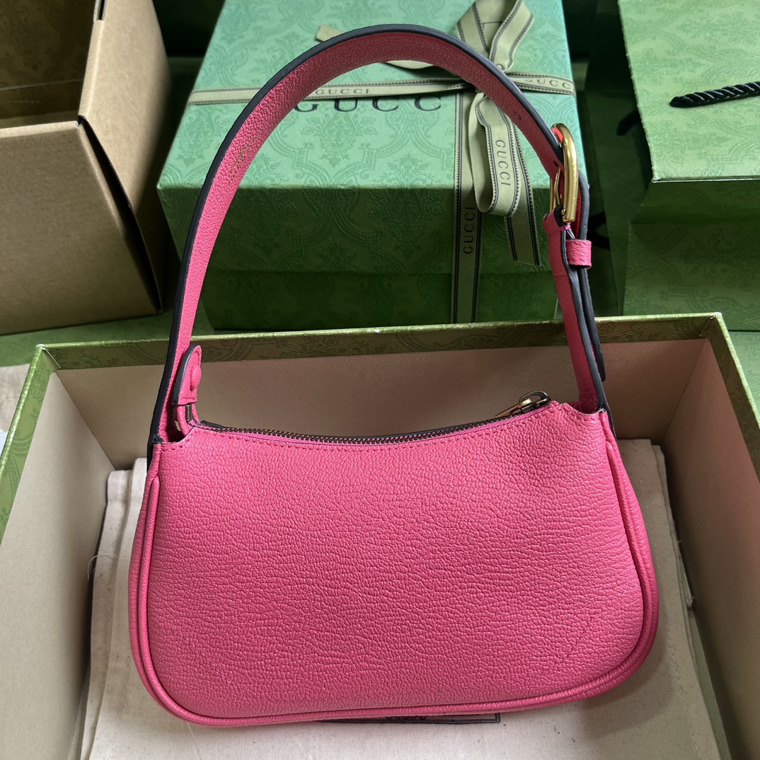Gucci Women GG Aphrodite Mini Shoulder Bag Double G Pink Soft Leather (9)