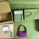 Gucci Women GG Aphrodite Mini Shoulder Bag Double G Purple Soft Leather – Bild 7