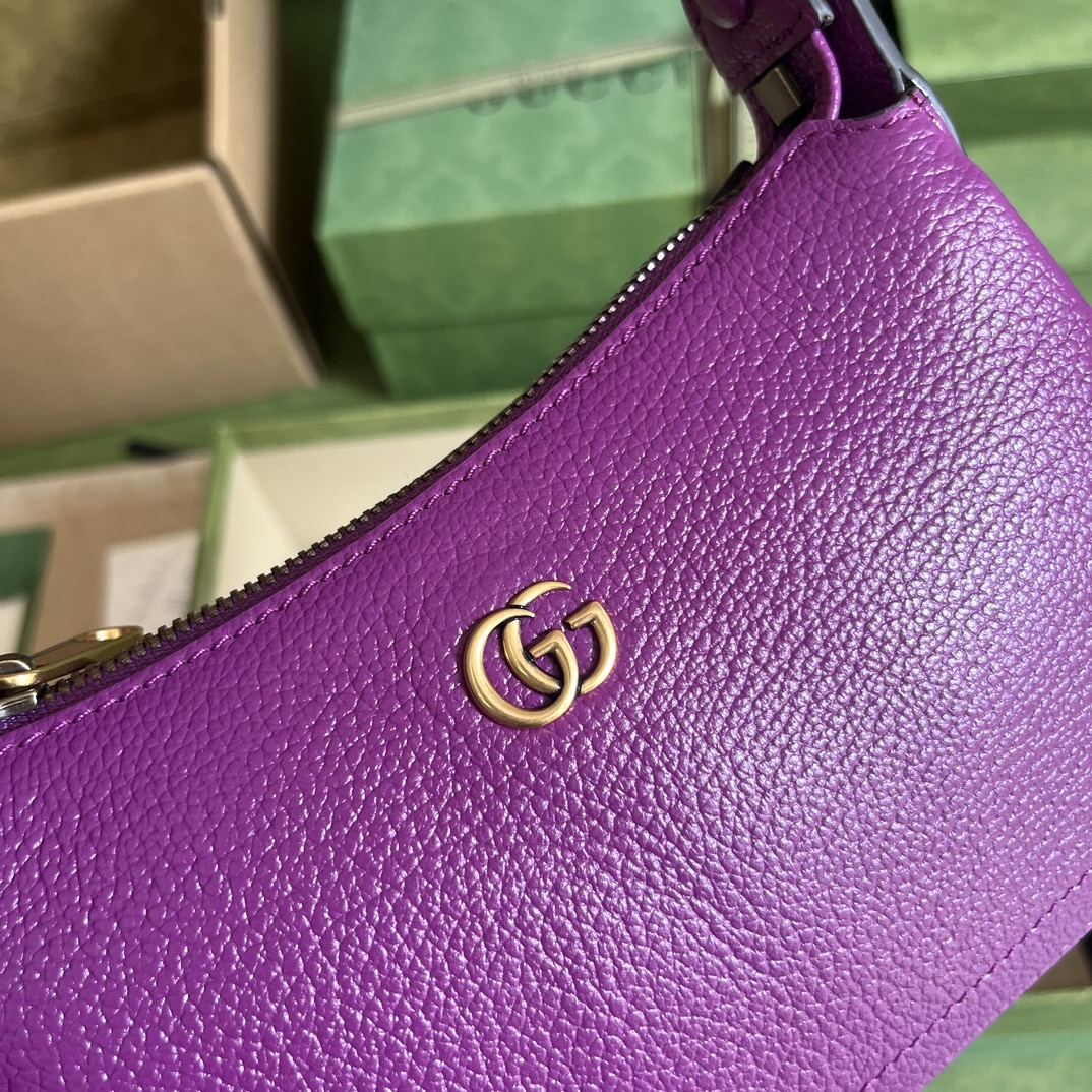 Gucci Women GG Aphrodite Mini Shoulder Bag Double G Purple Soft Leather (3)