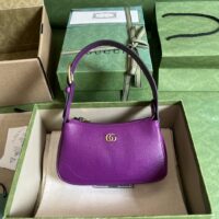 Gucci Women GG Aphrodite Mini Shoulder Bag Double G Purple Soft Leather (1)