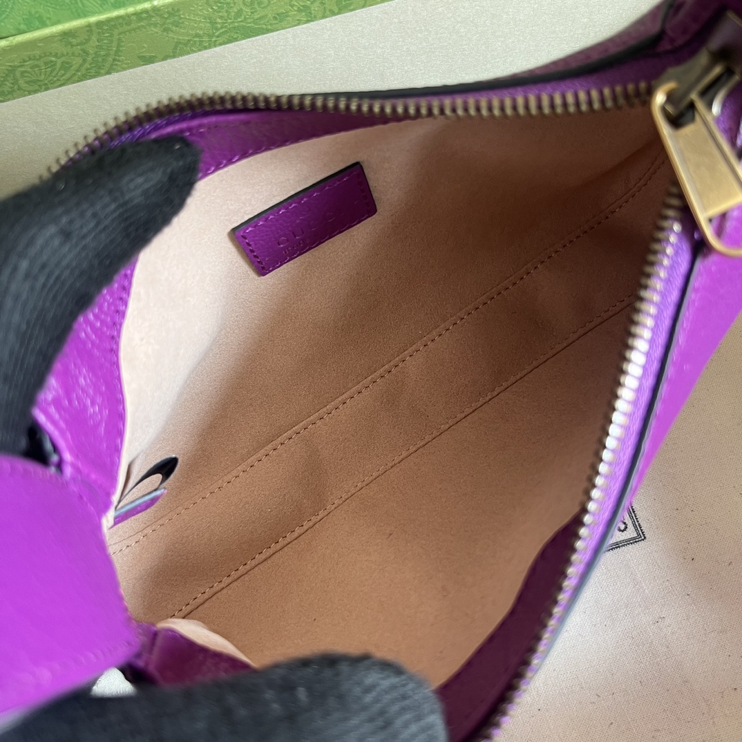 Gucci Women GG Aphrodite Mini Shoulder Bag Double G Purple Soft Leather (5)