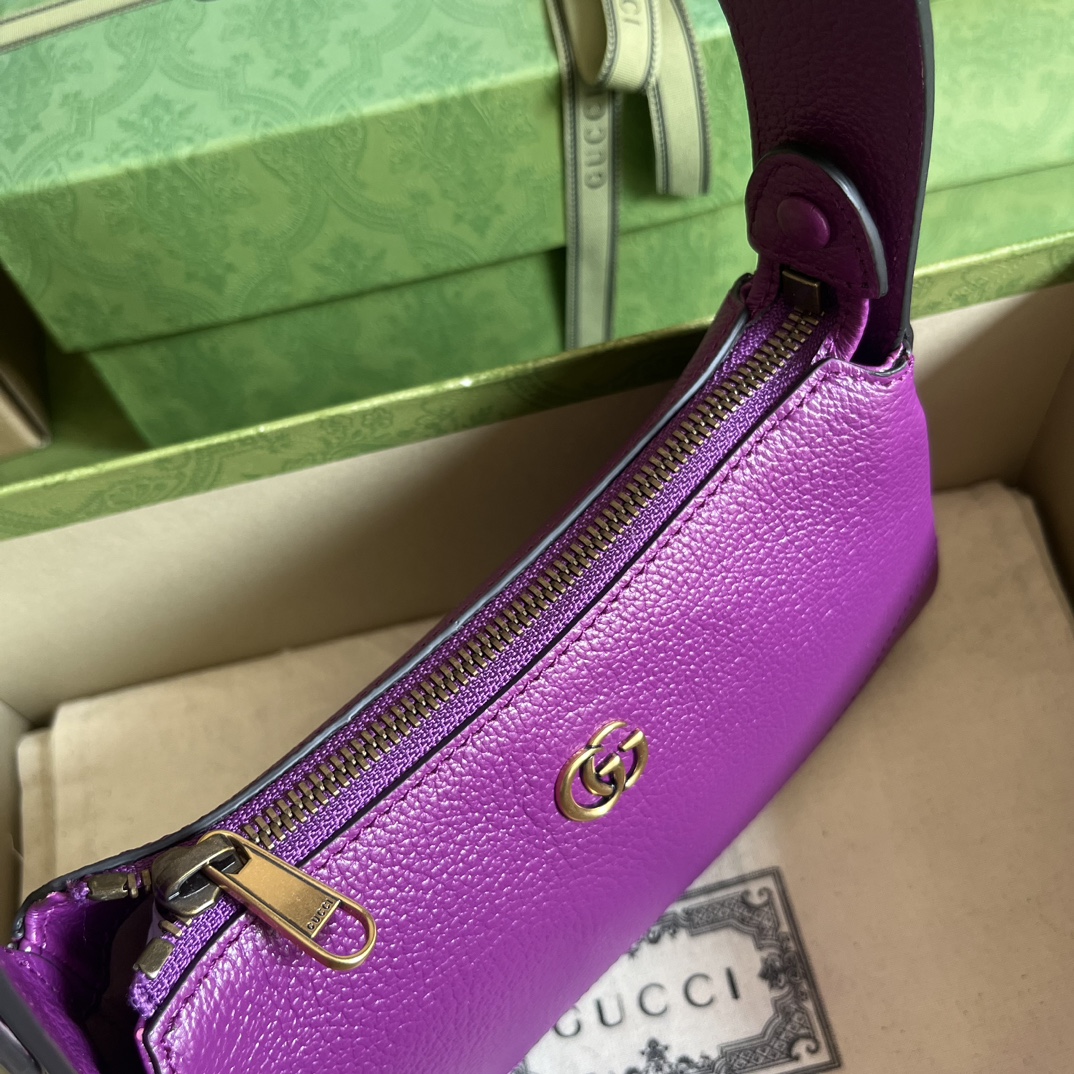 Gucci Women GG Aphrodite Mini Shoulder Bag Double G Purple Soft Leather (6)