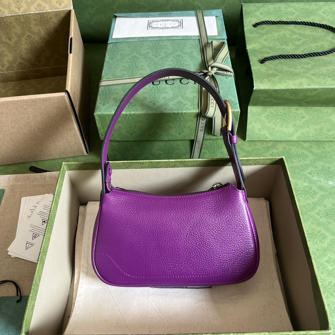 Gucci Women GG Aphrodite Mini Shoulder Bag Double G Purple Soft Leather (7)