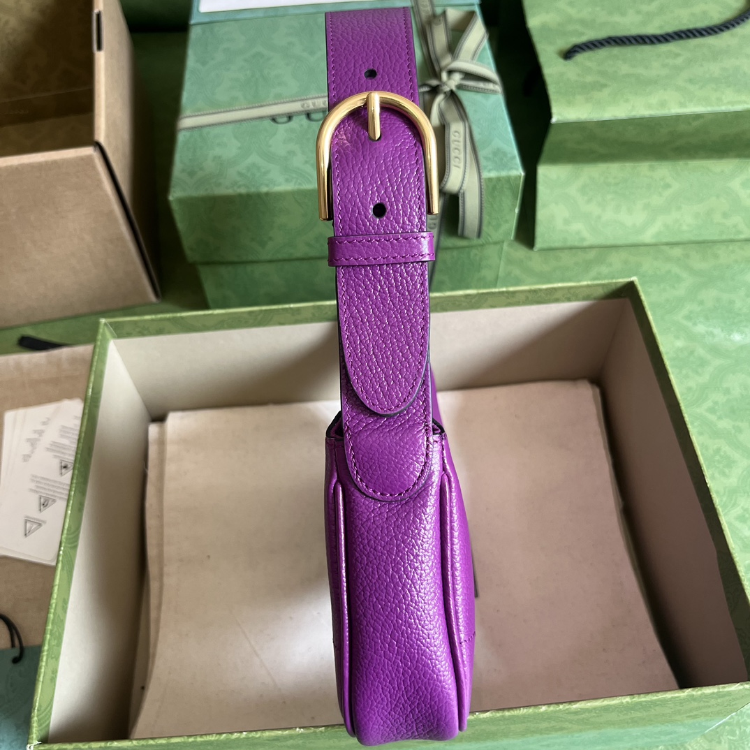 Gucci Women GG Aphrodite Mini Shoulder Bag Double G Purple Soft Leather (8)