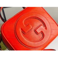 Gucci Women GG Blondie Top Handle Bag Orange Leather Round Interlocking G (9)