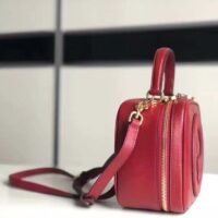 Gucci Women GG Blondie Top Handle Bag Red Leather Round Interlocking G (7)