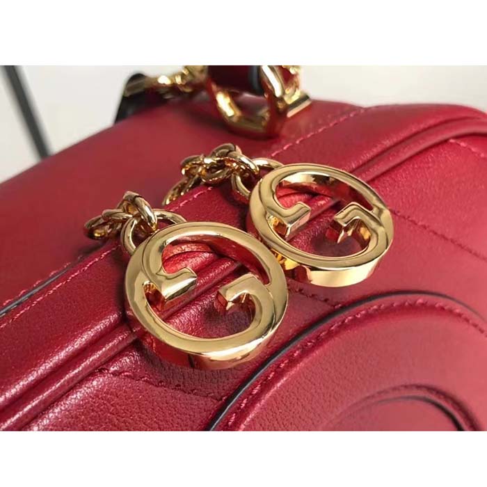 Gucci Women GG Blondie Top Handle Bag Red Leather Round Interlocking G (12)