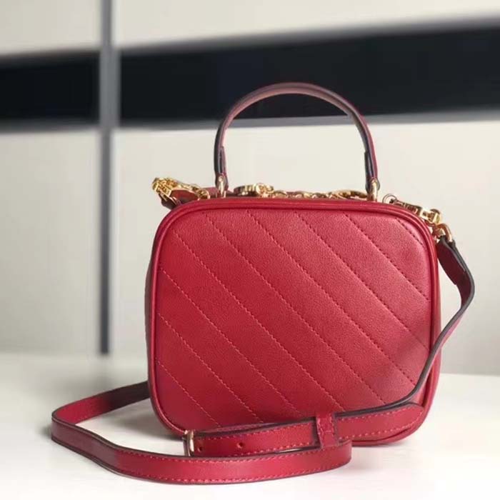 Gucci Women GG Blondie Top Handle Bag Red Leather Round Interlocking G (3)