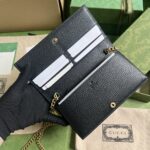 Gucci Women GG Chain Wallet Interlocking G Python Bow Black Leather - Imagen 7