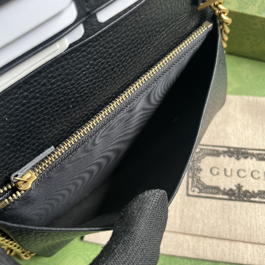 Gucci Women GG Chain Wallet Interlocking G Python Bow Black Leather (2)