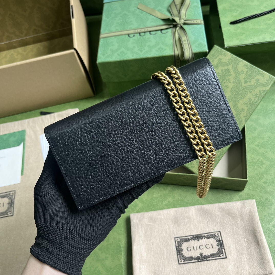 Gucci Women GG Chain Wallet Interlocking G Python Bow Black Leather (8)