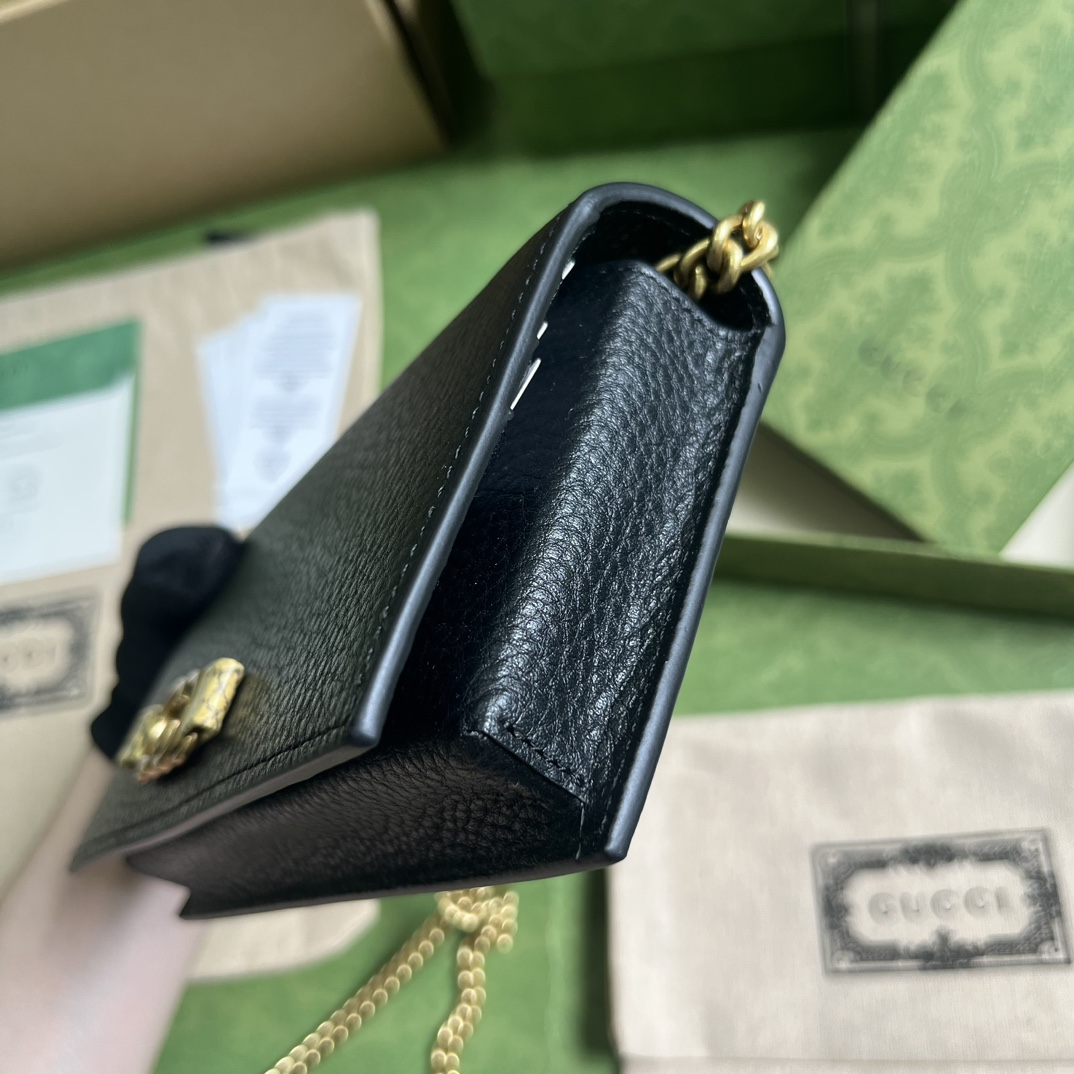 Gucci Women GG Chain Wallet Interlocking G Python Bow Black Leather (9)
