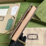 Gucci Women GG Chain Wallet Interlocking G Python Bow Rose Beige Leather - Image 7