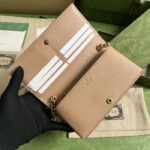 Gucci Women GG Chain Wallet Interlocking G Python Bow Rose Beige Leather - Image 6