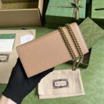 Gucci Women GG Chain Wallet Interlocking G Python Bow Rose Beige Leather - Image 3