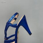 Gucci Women GG Cystal Interlocking G Sandal Blue Metallic Braided High 9 CM Heel - immagine 11