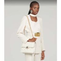 Gucci Women GG Deco Small Shoulder Bag Off White Quilted Leather (1)