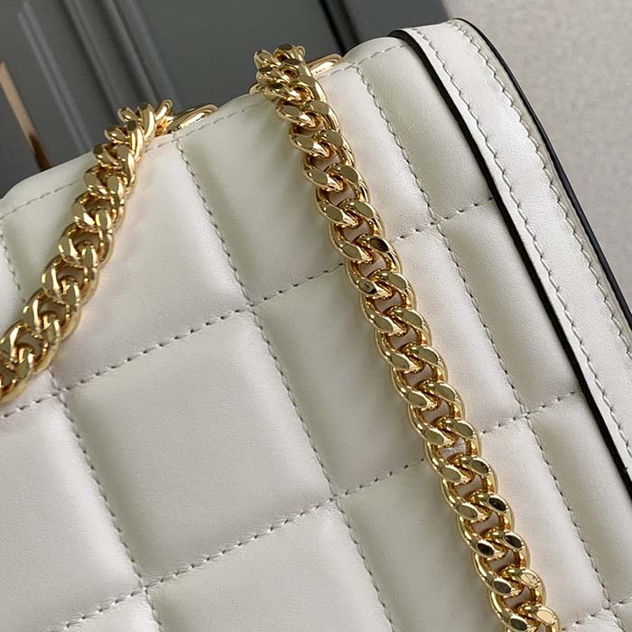 Gucci Women GG Deco Small Shoulder Bag Off White Quilted Leather (3)