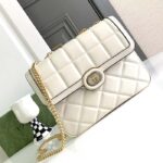 Gucci Women GG Deco Small Shoulder Bag Off White Quilted Leather – Image 2