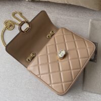 Gucci Women GG Deco Small Shoulder Bag Rose Beige Quilted Leather (8)