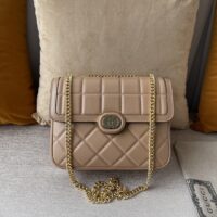 Gucci Women GG Deco Small Shoulder Bag Rose Beige Quilted Leather (8)