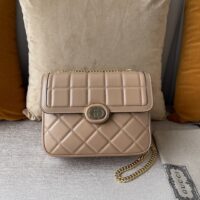 Gucci Women GG Deco Small Shoulder Bag Rose Beige Quilted Leather (8)