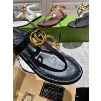 Gucci Women GG Double G Thong Sandal Black Leather Flat 0.5 CM Heel (3)