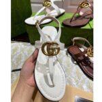Gucci Women GG Double G Thong Sandal White Leather Flat 0.5 CM Heel – Image 3