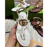 Gucci Women GG Double G Thong Sandal White Leather Flat 0.5 CM Heel (3)